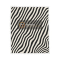 Zebra stripe velveteen plush blanket, full front view showing black and white animal print pattern