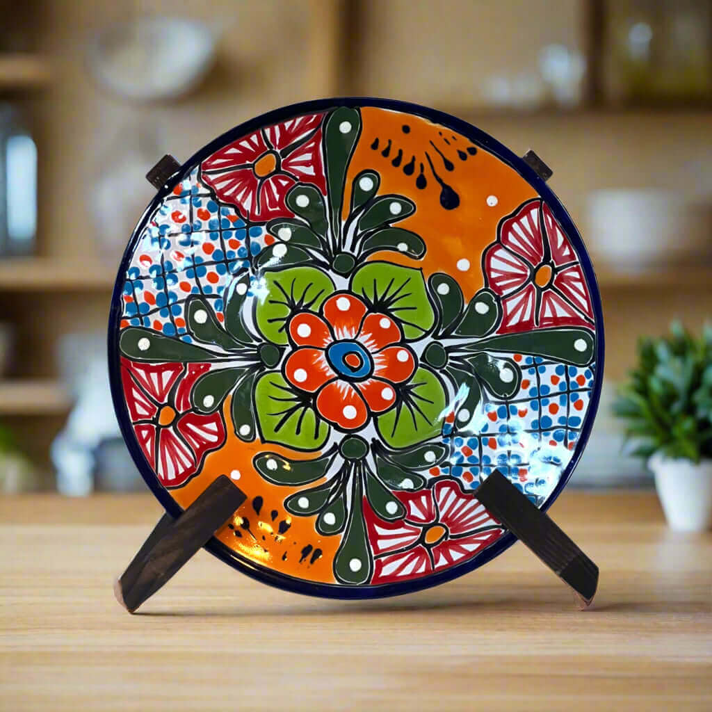 10-inch handmade Talavera dinner plate, Mexican dinnerware