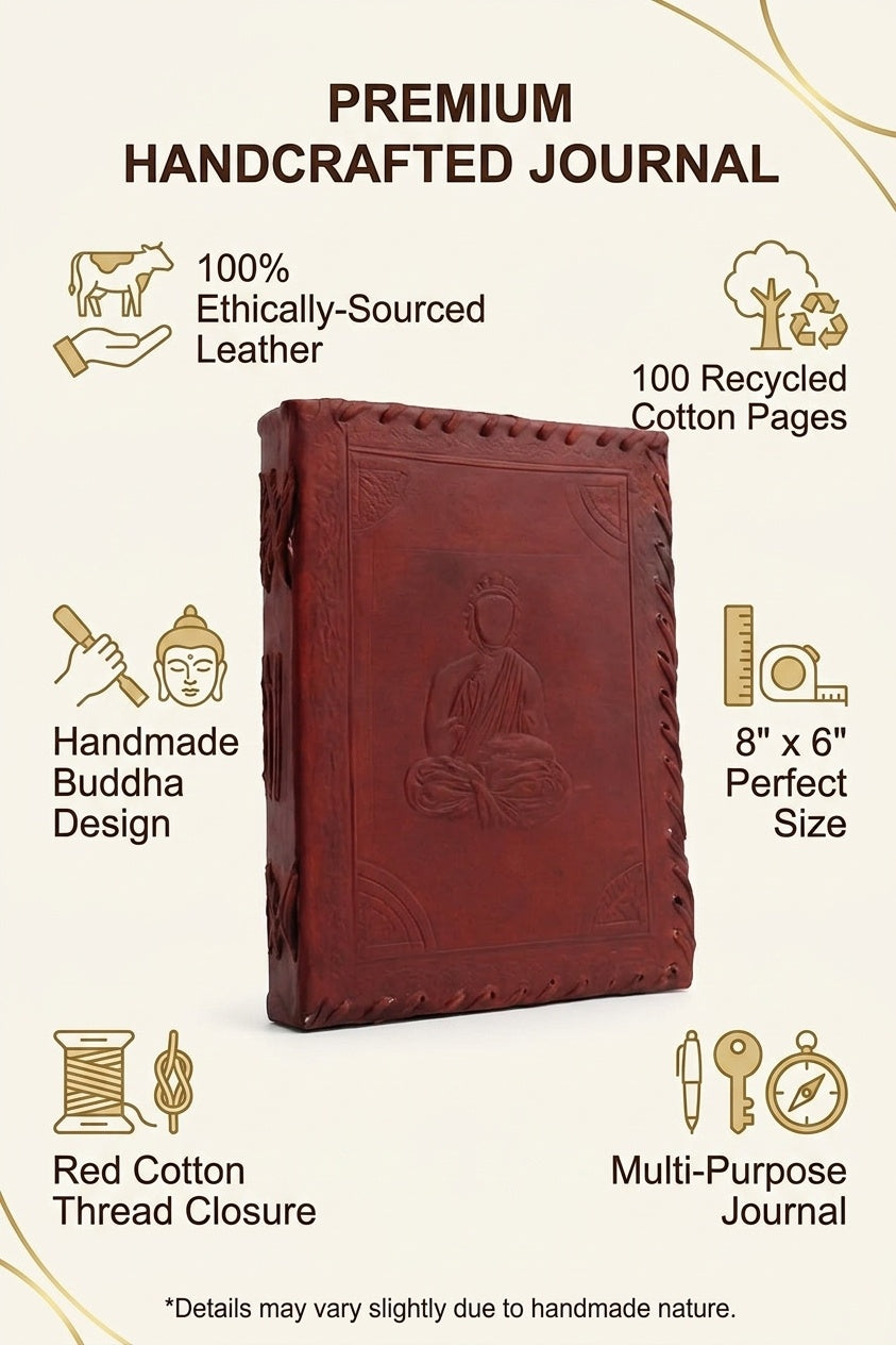 Buddha Embossed Leather Travel Diary