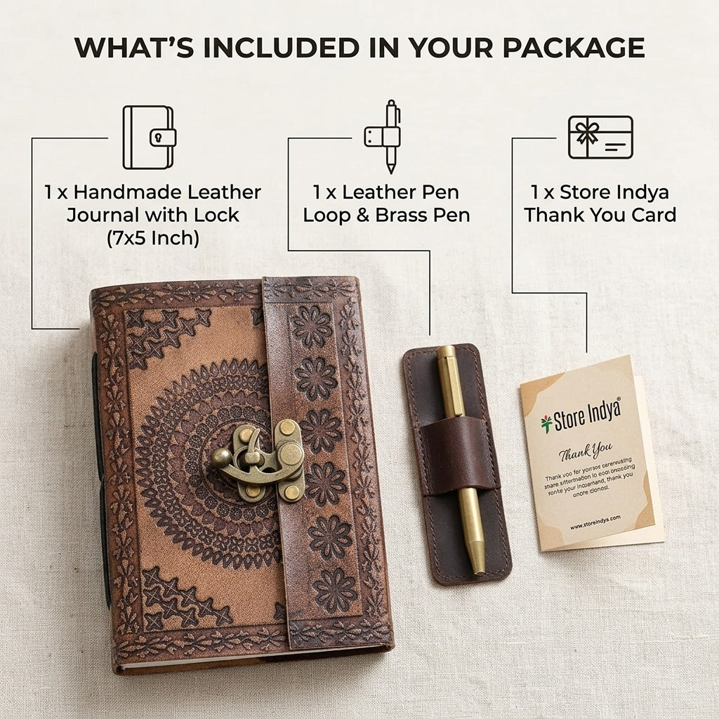 Leather Bound Travel Journal with Lock