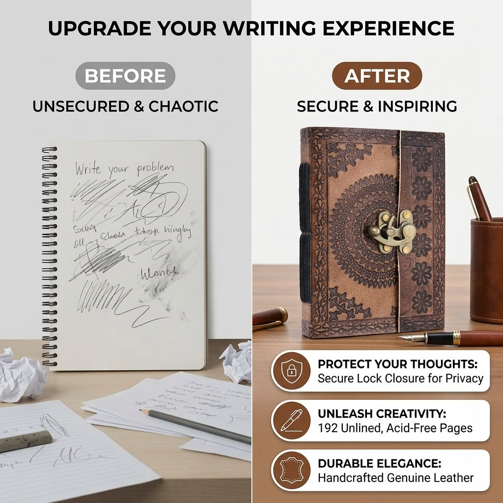 Leather Bound Travel Journal with Lock