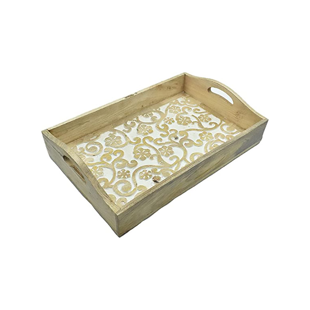 Hand-Carved Wooden Serving Tray