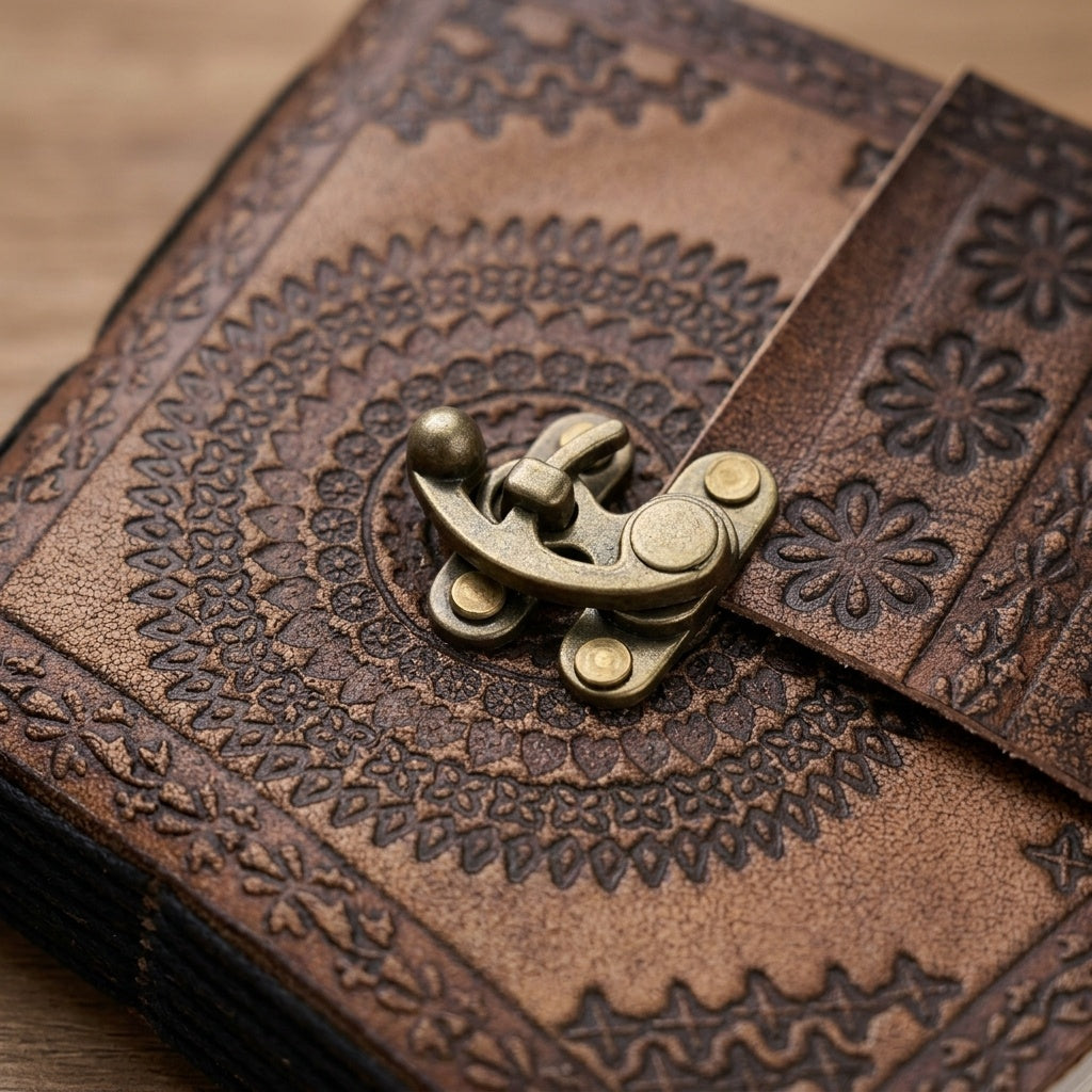 Leather Bound Travel Journal with Lock