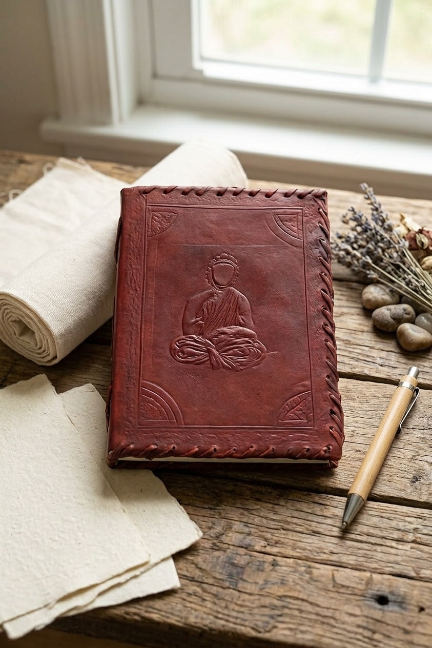 Buddha Embossed Leather Travel Diary