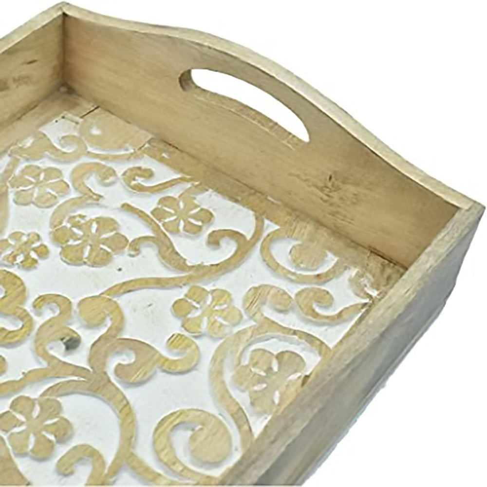 Hand-Carved Wooden Serving Tray