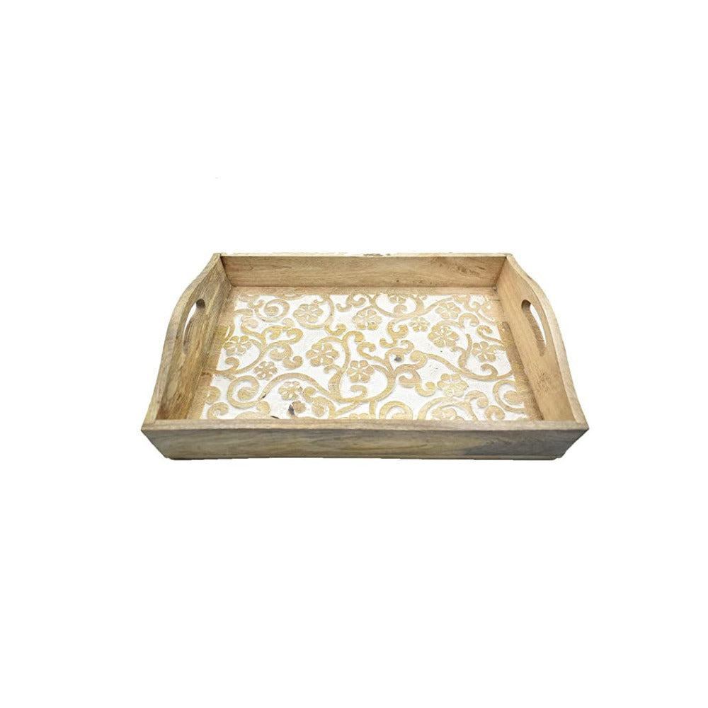 Hand-Carved Wooden Serving Tray
