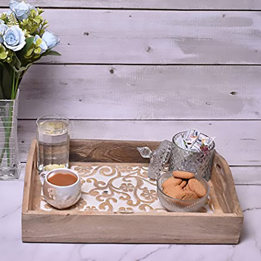 Hand-Carved Wooden Serving Tray