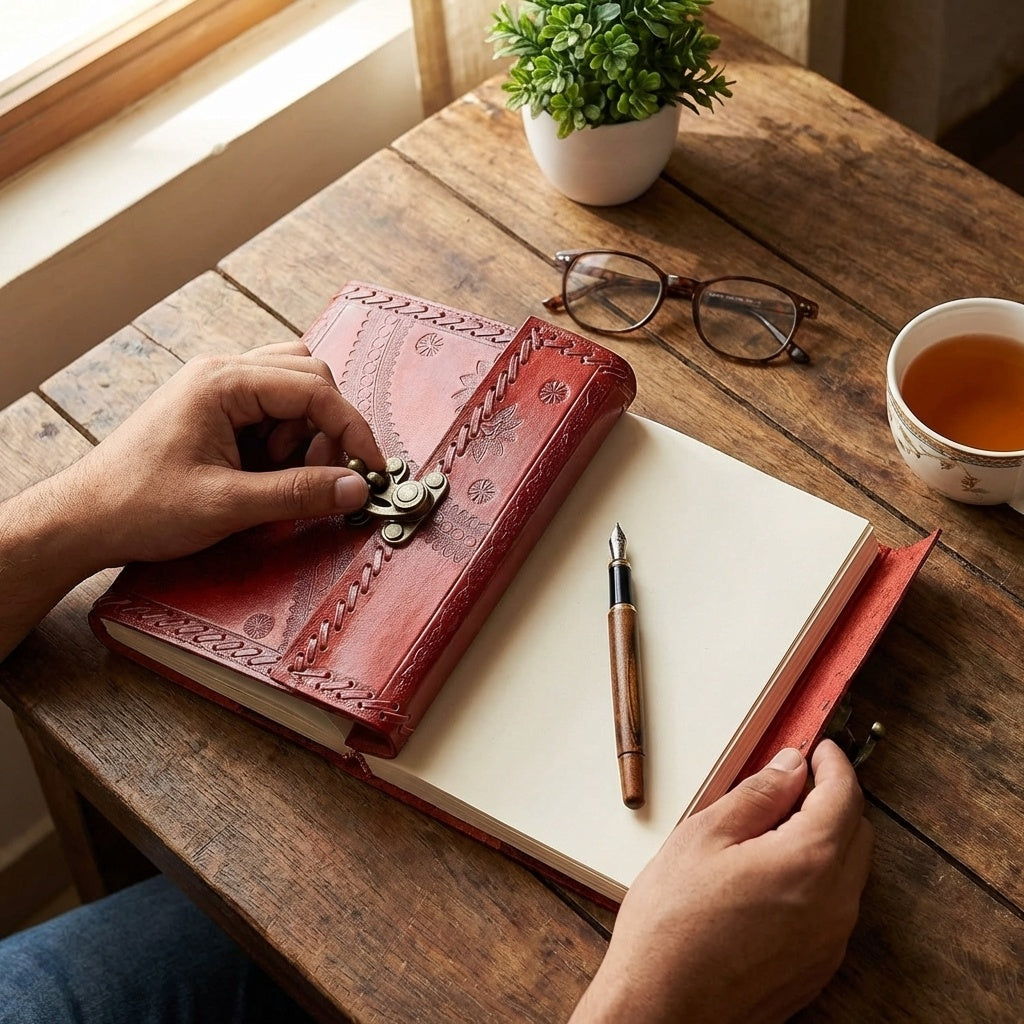 Leather Travel Journal with Lock