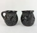 Mexican Talavera Style Mug Set Black - Jarritos Tazas Engobe Negro