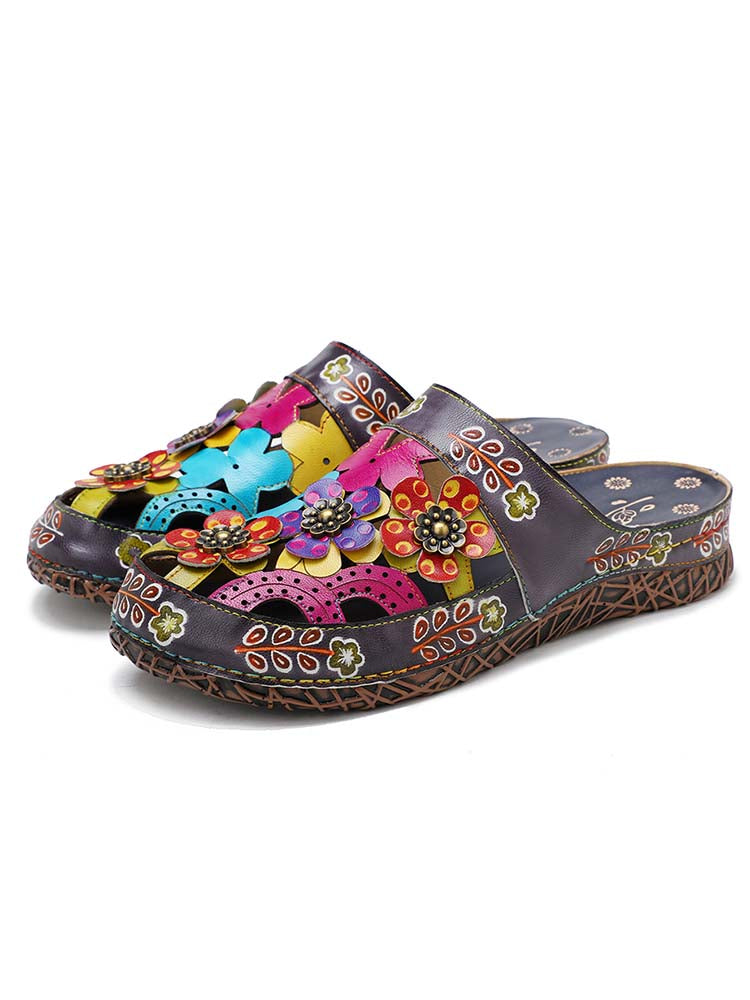 Flowers Handmade Colorful Slippers
