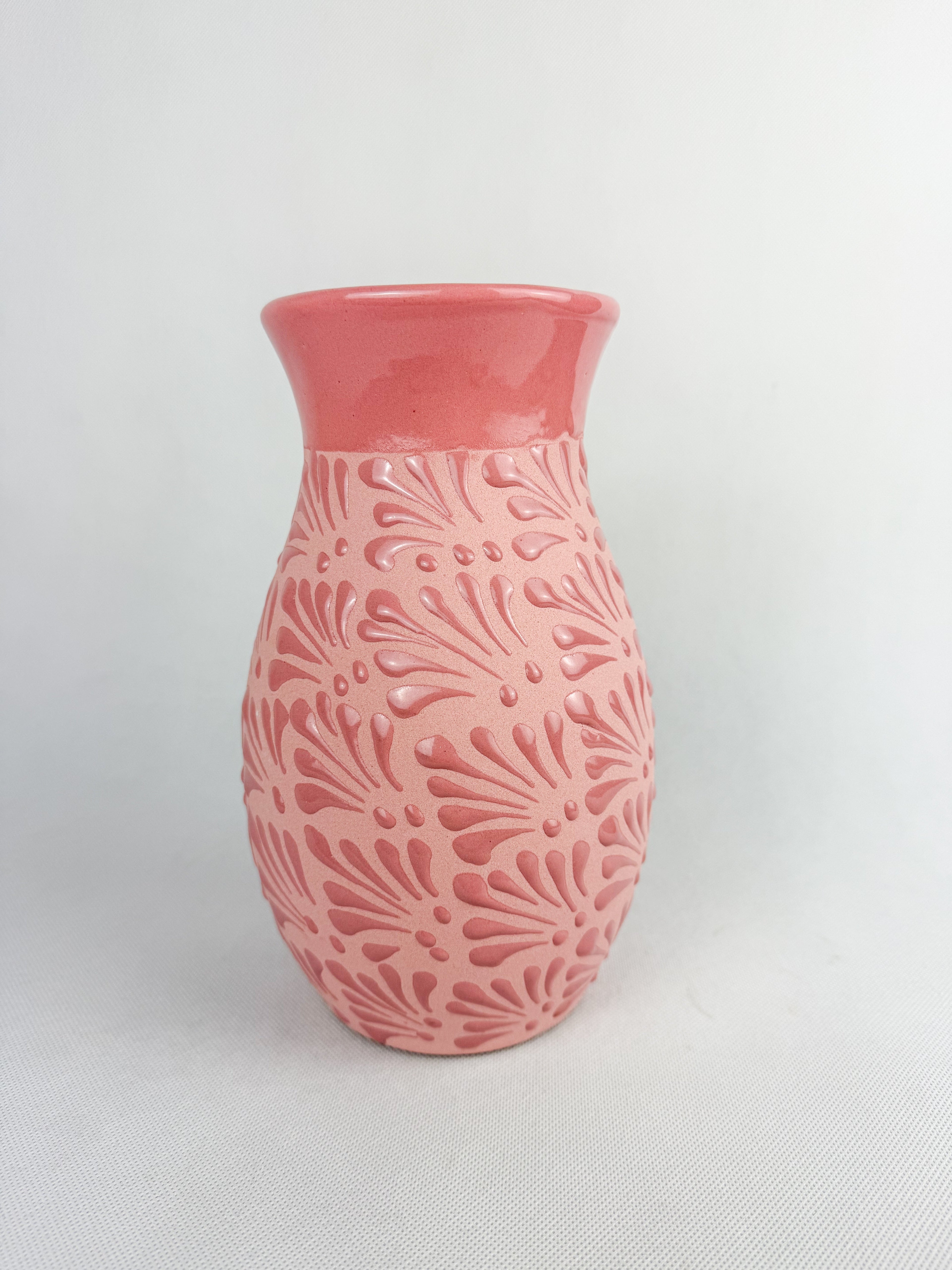 Talavera Style Flower Vase 9 Inch - Engobe Florero