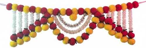 Marigold Garland Toran (Pink &amp; Pearl)
