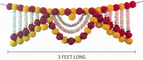 Marigold Garland Toran (Pink &amp; Pearl)