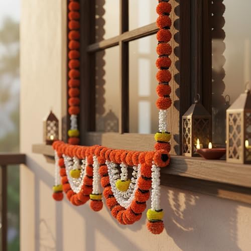 Marigold &amp; Pearl Door Toran