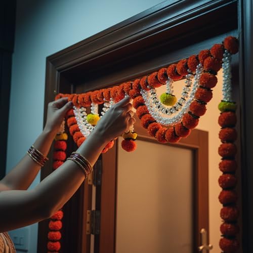 Marigold &amp; Pearl Door Toran