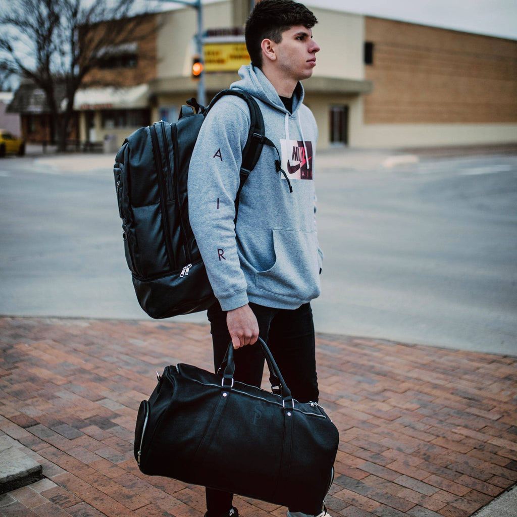 Black Leather Duffle Bag