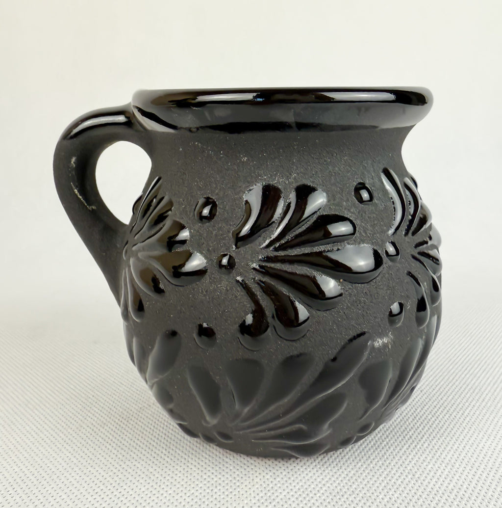 Mexican Talavera Style Mug Set Black - Jarritos Tazas Engobe Negro