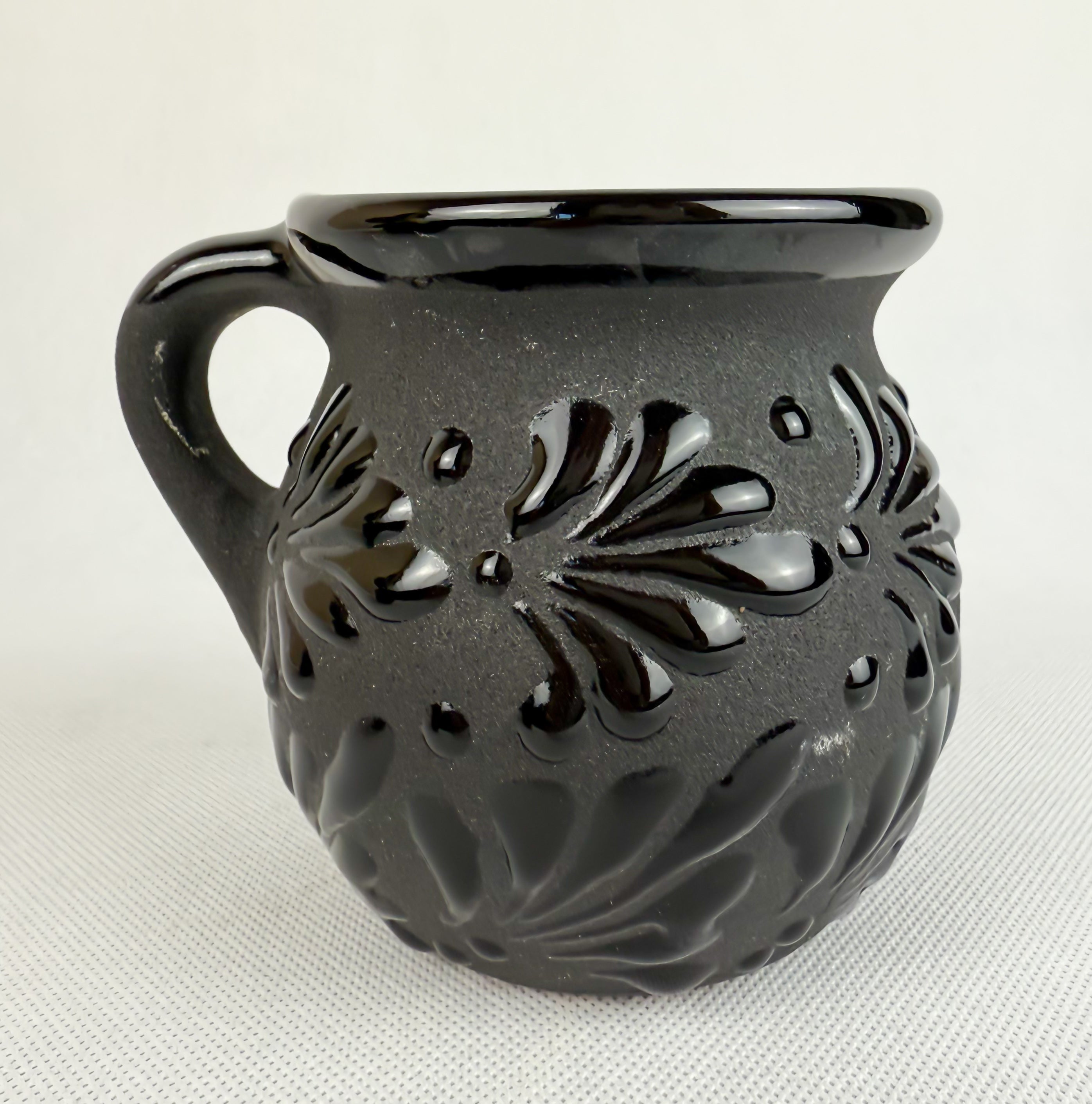 Mexican Talavera Style Mug Set Black - Jarritos Tazas Engobe Negro