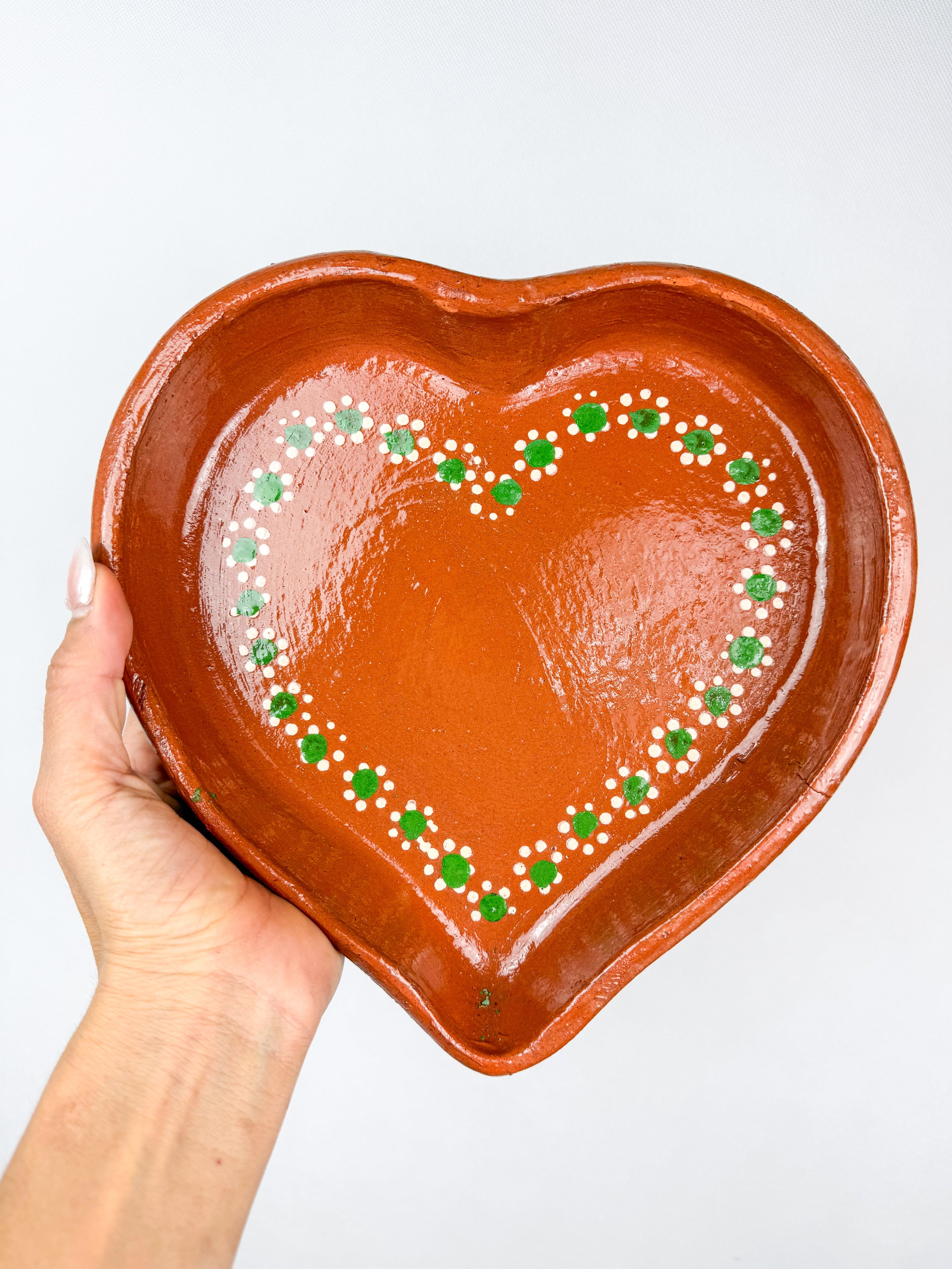 Traditional Mexican Clay Heart Plate Set of 2 - Plato Corazon Barro