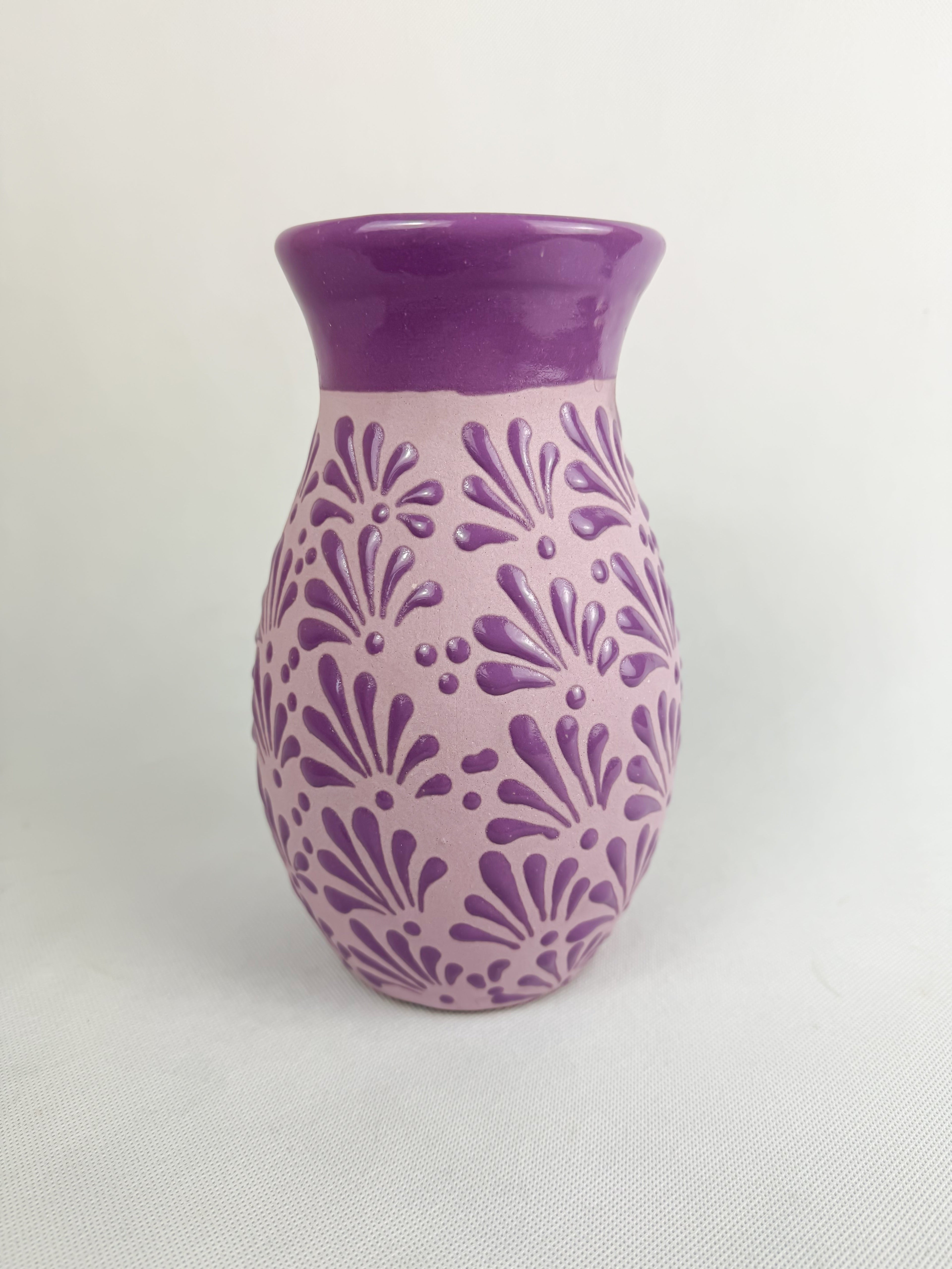 Talavera Style Flower Vase 9 Inch - Engobe Florero