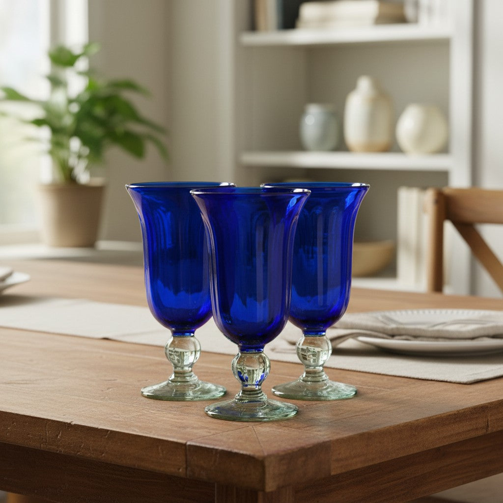 Hand-Blown Mexican Sundae Glass | Cobalt Blue Elegance