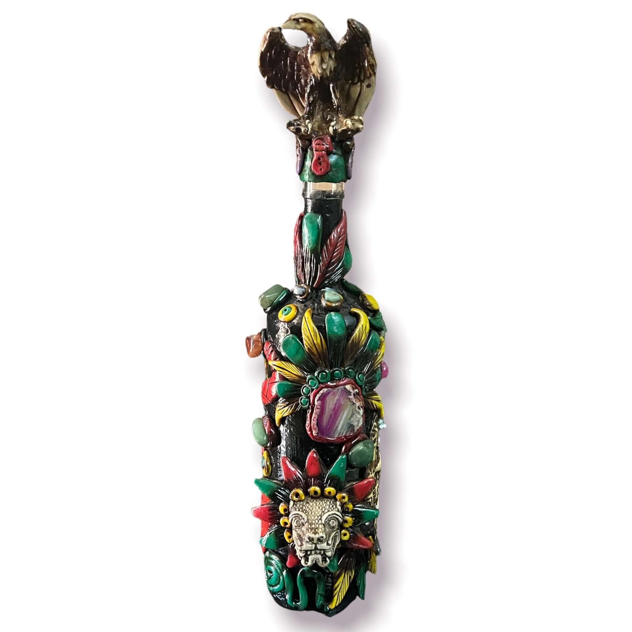 Aztec Warrior Tequila Set | Handmade Mexican Shot Glass & Decanter Set