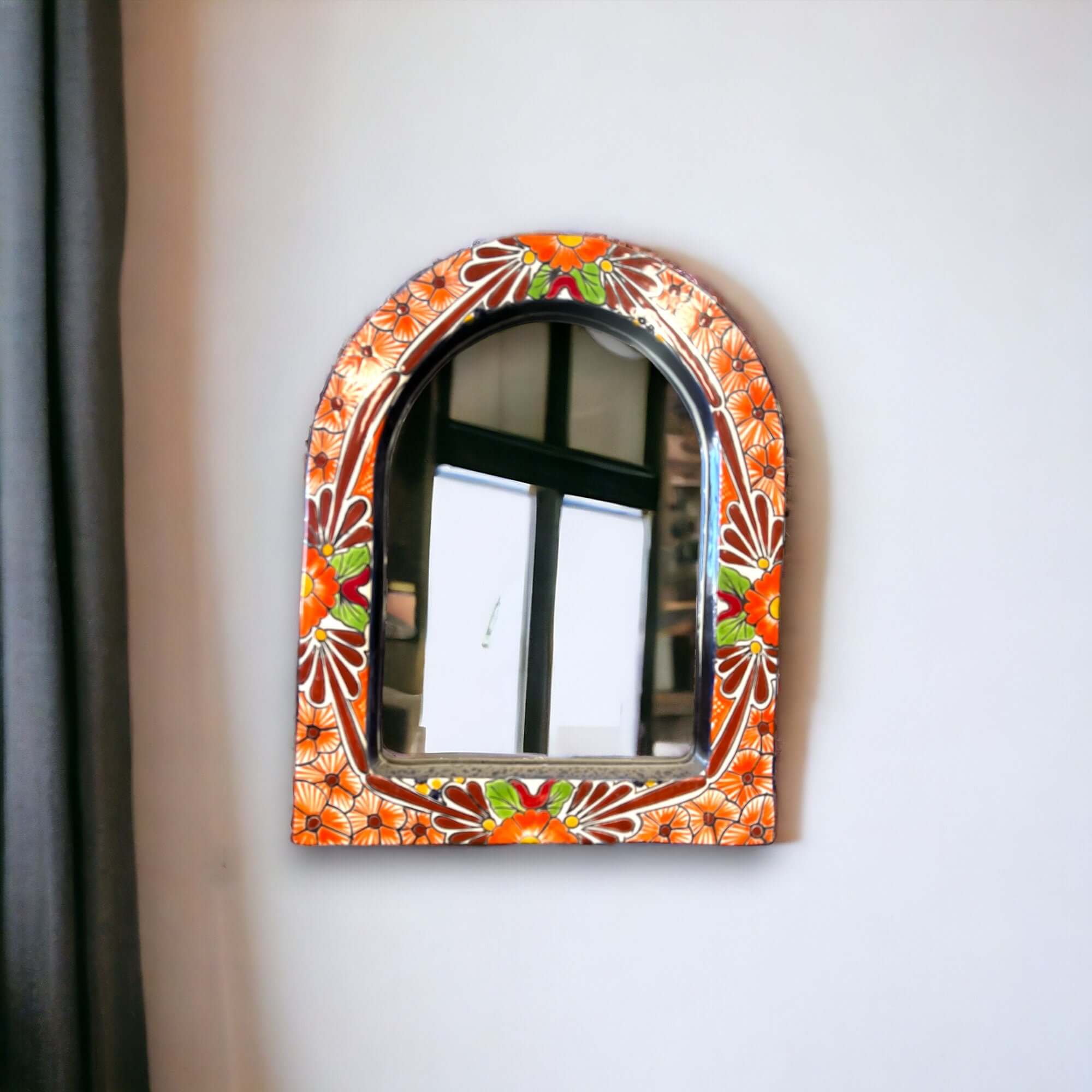 Vibrant Talavera Mirror Wall Art | Colorful Mexican Artisan Decor