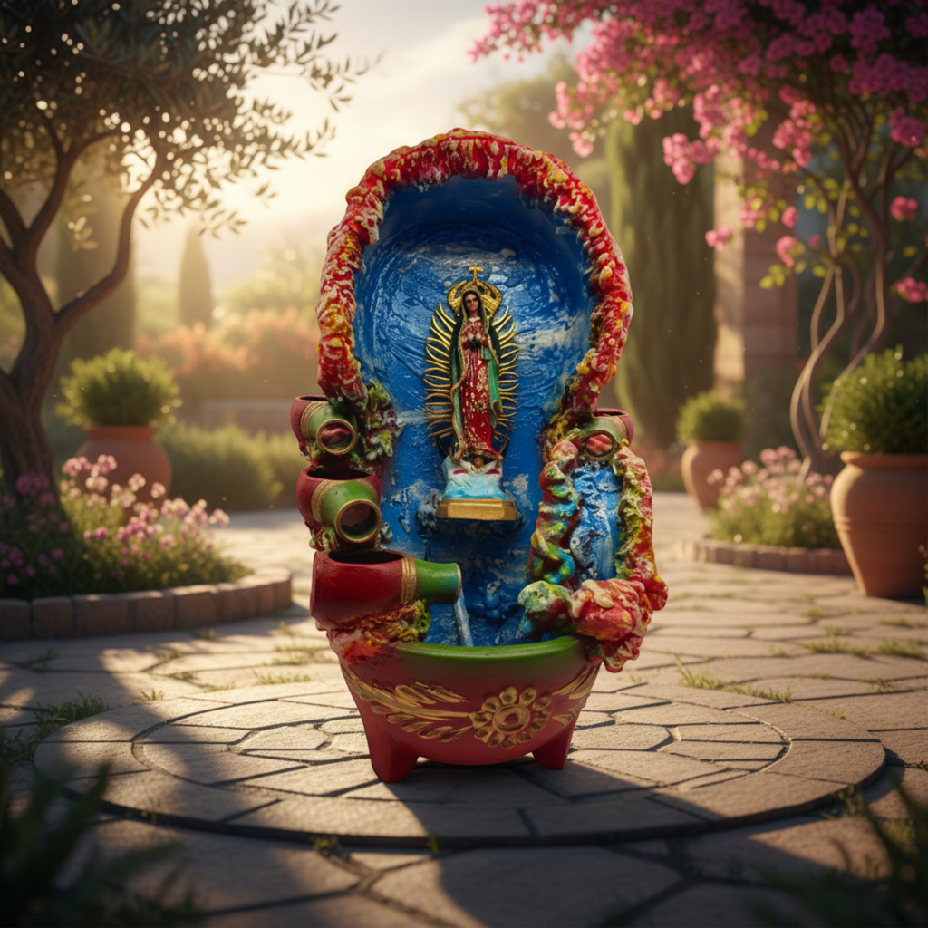 Mexican Outdoor Fountain | Painted Traditional Water Feature