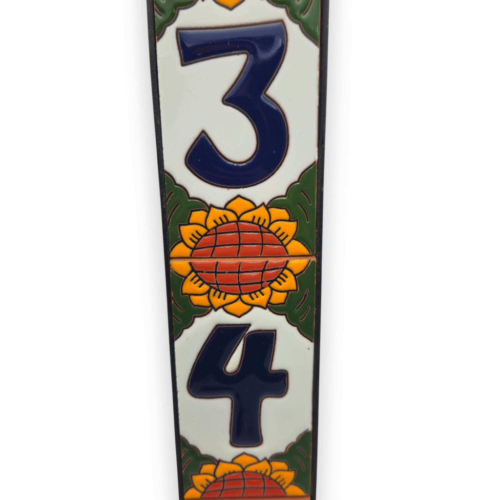 Sunflower Talavera Number Tiles | Mexican Address Art