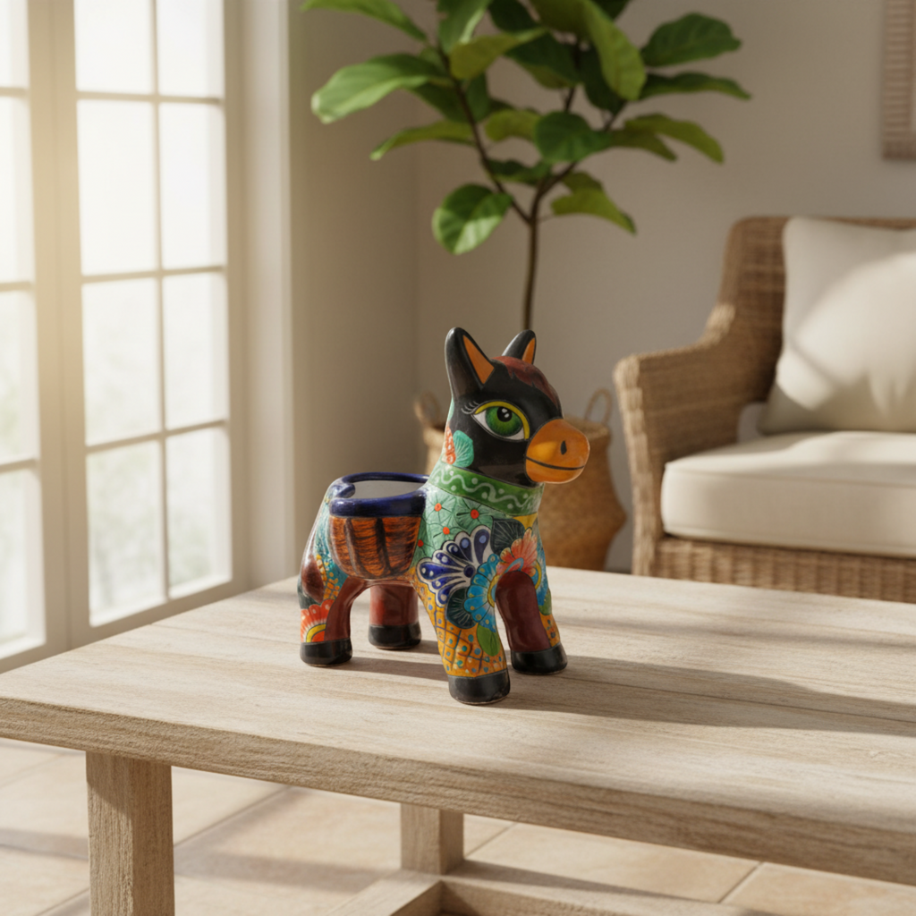 Talavera Donkey Planter | Vibrant Mexican Burro Pot