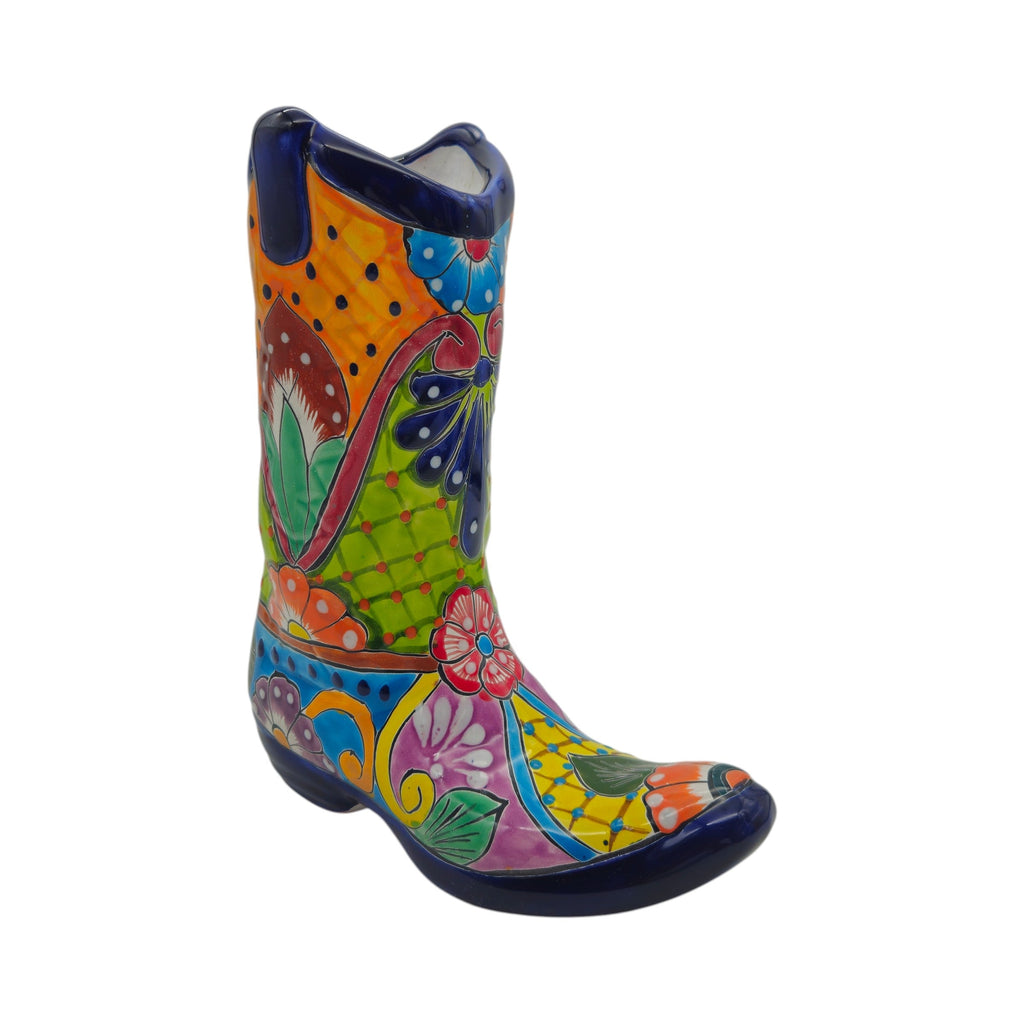 Talavera Boot Planter | Hand-Painted Floral Design