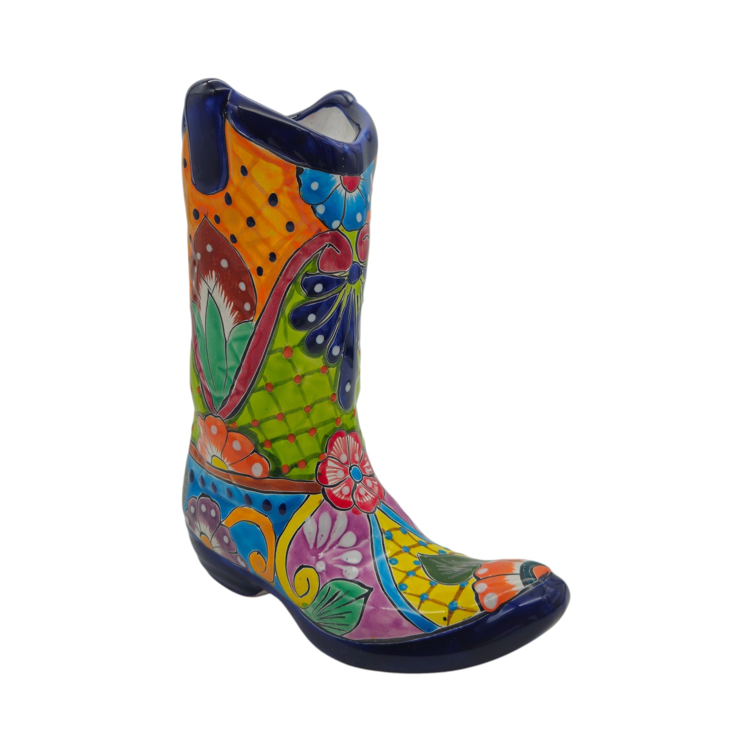 Talavera Boot Planter | Hand-Painted Floral Design