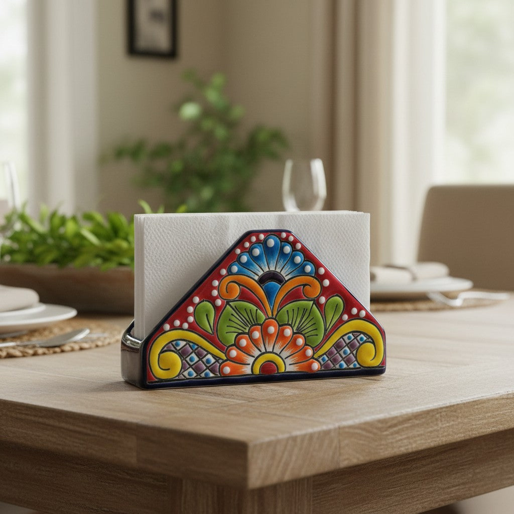 Talavera Napkin Holder | Hand-Painted Mexican Ceramic Decor