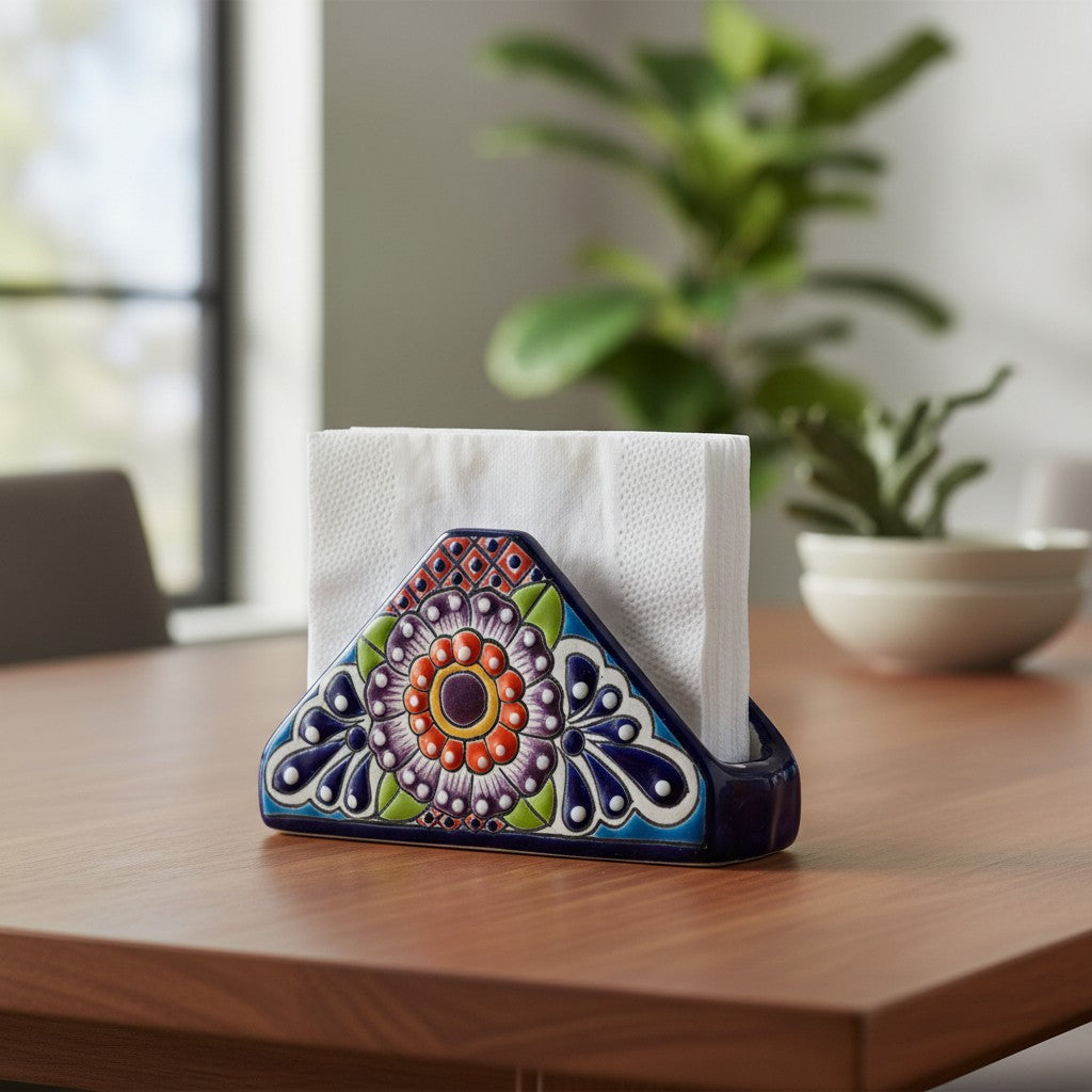 Talavera Napkin Holder | Hand-Painted Mexican Ceramic Decor